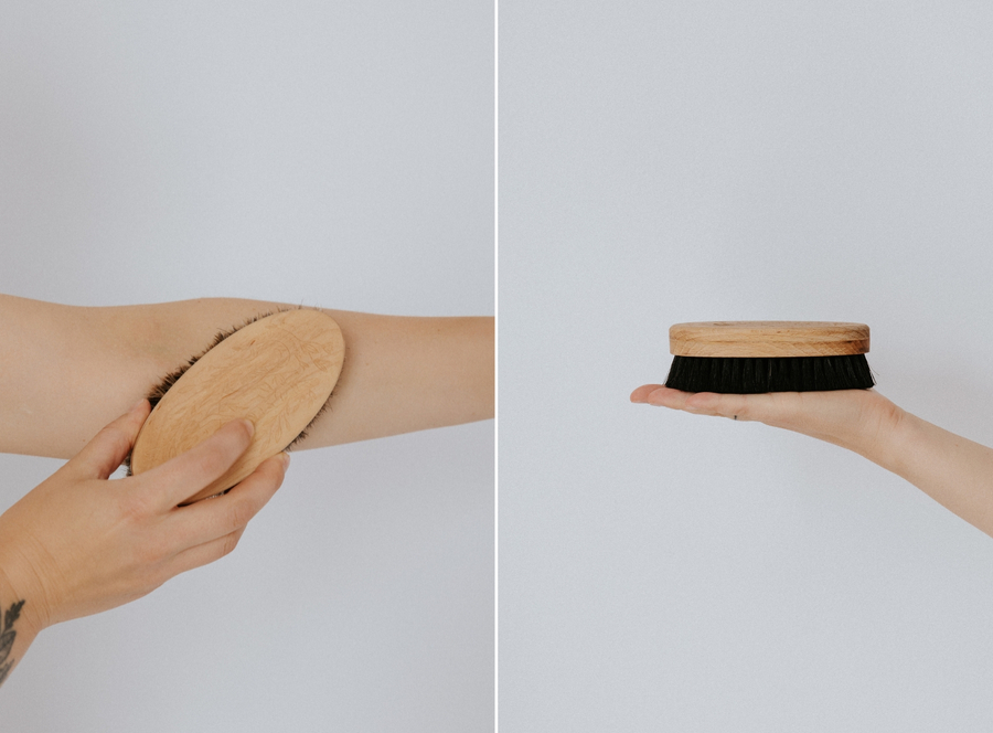 Dry body brush, dark horse hair